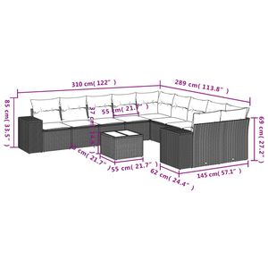 Black Garden <b>Sofa</b> <b>Set</b> With Cream Cushions Outdoor PE Rattan Contemporary Design Waterproof Patio Furniture - Product Image 3