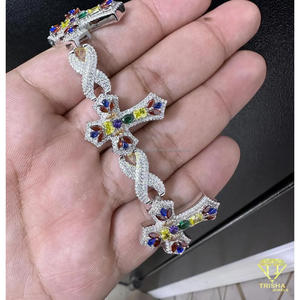 Modern Luxury Cross <b>Bracelet</b> With Infinity Connection And Multicolor Moissanite Sparkle Stones <b>Bracelet</b> for women & men - Product Image 6