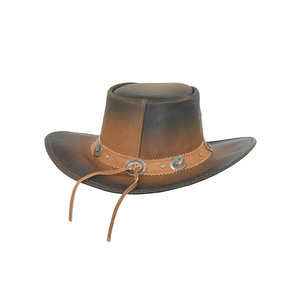 Sombrero de Vaquero de Cuero Hecho a Mano de Primera Calidad con Cordón Ajustable, Estilo Occidental Clásico, Deportivo - Product Image 1