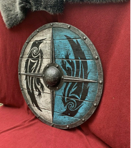 Escudo Vikingo Redondo de Madera Tallado a Mano, Decoración Medieval para Pared, Placa Decorativa Vintage para el Hogar, Disfraz Temático - Product Image 2