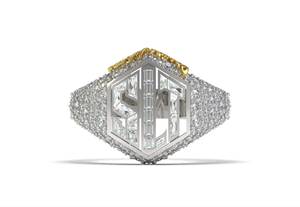 925 Sterling <b>Silver</b> VVS2 Lab Diamond Iced Out Hexagon Cocktail Band <b>Ring</b> for <b>Men</b> and Women Anniversary Party Jewelry - Product Image 1