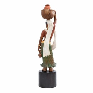 Figura de Dama Bailarina Hecha a Mano en Madera de Teca |   Esculturas de Madera al por Mayor de la India - Product Image 3