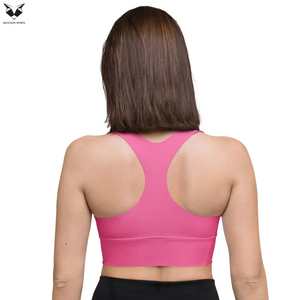 Servicio OEM, Color Rosa, Buena Calidad, Tela Suave Elástica, Logotipo Personalizado, Sujetador Deportivo de Compresión para Mujer - Product Image 3