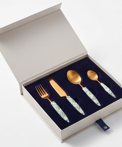 Ensemble de couverts modernes avec manches en terrazzo vert, acier inoxydable plaqué or, compatibles lave-vaisselle, pour les décorations de table de mariage - Product Image 6