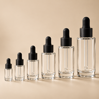 Flacon compte-gouttes en verre transparent à fond épais pour huile cosmétique et sérum, personnalisable, 5ml, 10ml, 15ml, 20ml, 30ml, 50ml, 100ml, flacon pour huile essentielle