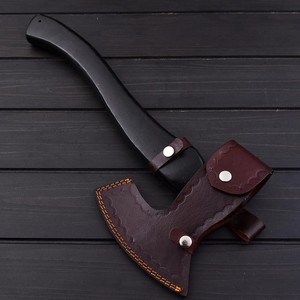 Hand-Forged Industrial High Carbon Steel <b>Axe</b> Custom OEM Ashwood <b>Handle</b> Bearded Hatchet Leather Sheath Camping Bushcraft - Product Image 3