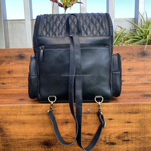 Nouveau concepteur usiné à la main en cuir véritable matelassé femmes sac à dos luxe diamant treillis multifonctionnel voyage couches sacs à dos - Product Image 6