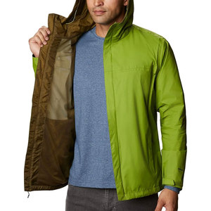 Men's Hooded <b>Waterproof</b> Rain <b>Jacket</b> Solid Color Casual Autumn Coat with Zipper Closure Green Rain <b>Jacket</b> - Product Image 4