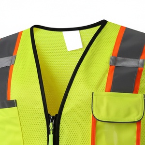 Chaleco de Seguridad de Malla de Poliéster de Alta Visibilidad, Transpirable, Antiarrugas, con Múltiples Bolsillos y Tiras Reflectantes para Hombre - Product Image 4
