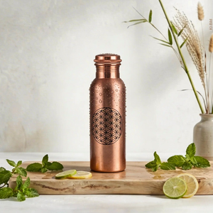 Eco-Friendly <b>Copper</b> Peacock Blossom Water <b>Bottle</b> Traditional Luxury Design - Product Image 6