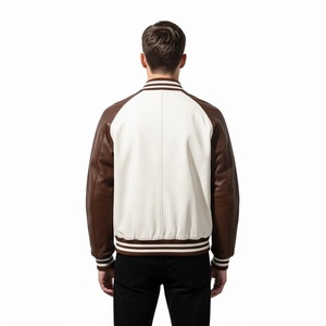 Veste universitaire en cuir véritable noir pour homme Furat Leathers, avec broderie de lion, col montant, fermeture éclair, décontractée, hiver - Product Image 4