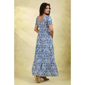 Robe longue d'été en coton imprimé, taille naturelle, écologique, douce, respirante, décontractée pour femme - Product Image 2