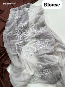 Sari de Chiffon Georgette Elegante y Moderno con Bordado y Detalles de Diamantes, Moda Femenina a Precio de Mayoreo - Product Image 5