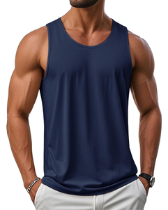 Men's Plain Tank Top Spandex/Cotton Breathable Quick Dry Soft Comfortable Gym Fitness Athletic Muscle <b>Vest</b> Front Logo - Product Image 1