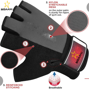 Guantes de Gimnasio, Antideslizantes, Acolchados, Protección Completa de la Palma, para Fisicoculturismo, Medios Dedos, para Hombres y Mujeres, Ciclismo, Remo, Escalada - Product Image 3