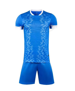 Custom Blue Soccer Uniform Set Men's Crew Neck Short Sleeve Jersey Shorts Moisture Wicking Polyester All Seasons <b>Athletic</b> Fit - Product Image 1