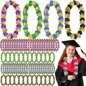 20 Ghirlande Hawaiane per Feste a Tema di Laurea, Accessori per Foto in Nero, Oro e Blu, Decorazioni e Collane per Feste Hula - Product Image 1