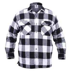 Custom Made Logo With OEM Service Men <b>Button</b> Down Regular Fit Long Sleeve <b>Black</b> and White Checked Plaid Flannel Casual Shirts - Product Image 6