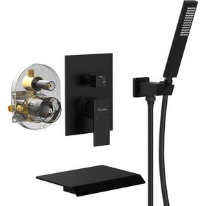 Set Doccia e Rubinetto Nero Opaco NPT con Montaggio a Parete, Sistema Doccia a Cascata per Vasca da Bagno - Product Image 6