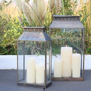 2026 <b>Spring</b> Collection Antique Burnish Large Metal Candle Holder Lanterns with Toughened Glass - Product Image 6