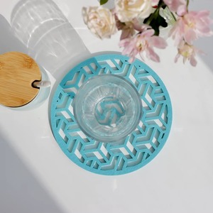 Blue Laser Cut Metal Coaster Set Stylish Decorative Coasters For Home Office Kitchen Table Use Coffee Tea Drink <b>Cup</b> <b>Mat</b> Gifting - Product Image 2