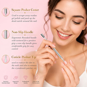 Empujador de Cutículas de Acero Inoxidable Premium, Herramienta Reutilizable para Preparación de Uñas y Eliminación de Cutículas - Product Image 3