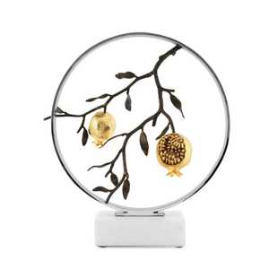 Set of 2 Gold Metal <b>Tree</b> Branch Sculptures Abstract Twig Coral Figurines Nordic <b>Tabletop</b> Centerpiece White Cylinder Marble Base - Product Image 2