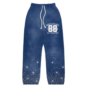 Pantalon de jogging évasé en molleton 100 % coton délavé à l'acide avec impression en relief, coupe large, style streetwear personnalisé pour homme - Product Image 6
