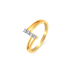 Bague de luxe en or 14 carats avec diamant de 0,25 ct, coupe ronde, géométrique moderne, bijoux fins pour femmes, cadeau de mariage - Product Image 1