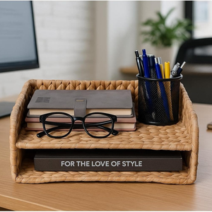 Handmade Eco-friendly Water Hyacinth Office <b>Paper</b> <b>Tray</b> Desktop Organizer for Home Office Supplies from Vietnam - Product Image 3