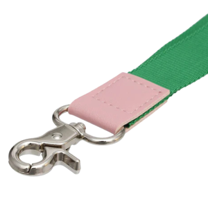 AKA Sorority Lanyard Stylish Pink & Green Canvas Badge Clip with 1908 Embroidery Alpha Kappa Alpha ID <b>Holder</b> Neck Strap - Product Image 2