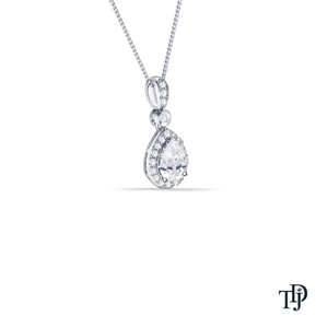 Colgante de oro de 14K con diamante solitario de corte pera, estilo halo, engaste de cuatro puntas con gancho en V, diamante de laboratorio talla princesa, venta al por mayor y al por menor OEM - Product Image 5