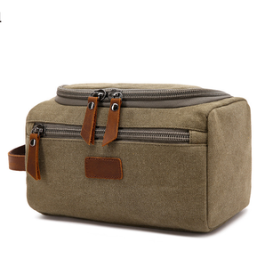 Custom Wholesale Black <b>Shaving</b> Dopp <b>Kit</b> Vintage Luxury Leather Canvas Pouch Men Travel Cosmetic Bag. - Product Image 3