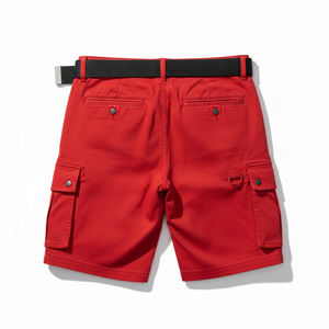 Premium <b>Red</b> Utility Cargo Shorts with <b>Hot</b> Logo Canvas Fabric Quick Dry & Drawstring Closure - Product Image 4