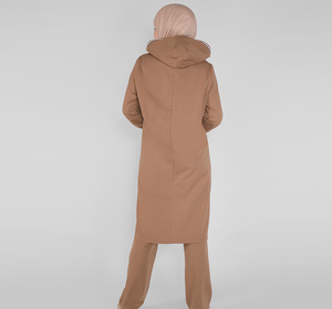 Conjuntos de chándales modestos islámicos étnicos al por mayor para mujer, transpirables, largos, con cremallera completa, estilo árabe, con capucha y 2 bolsillos - Product Image 4