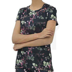 Camiseta de Mujer con Estampado Floral, Manga Corta, Cuello Redondo, Corte Ajustado, Informal, Transpirable, de Poliéster Tejido para Primavera/Verano - Product Image 5