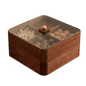 Boîte à bagues en bois moderne de luxe avec intérieur en velours, présentoir à bijoux à 4 niveaux, élégante boîte de rangement en noyer pour demande en mariage - Product Image 3