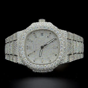 นาฬิกาเพชรโมอิสซาไนต์ทรงกลมแบบเต็มหน้าปัด ดีไซน์คลาสสิก พร้อมหน้าปัดแสดงวันที่และตัวเลขแบบดิจิตอล ประดับเพชรเต็มเรือน สำหรับผู้ชาย เหมาะเป็นของขวัญ - Product Image 1