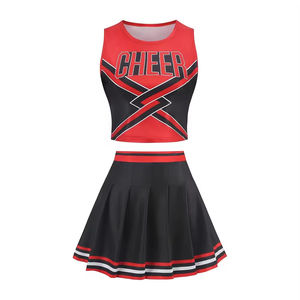 Costumes de pom-pom girls personnalisés de haute qualité en polyester imprimés par transfert thermique pour filles et adultes, uniformes de cheerleading OEM - Product Image 1