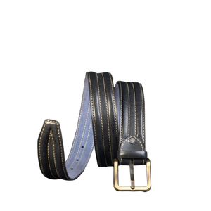 Ceinture habillée pour homme 2025 en cuir véritable fait main, bordure à motif plume, couleur marron foncé, logo personnalisé, élégante et formelle, en alliage – Vente en gros - Product Image 5