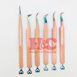 Nuevas Pinzas de Diseño de Corazón, Pinzas Rosadas de Acero Inoxidable para Extensión de Pestañas, Anti-Magnéticas - Product Image 3