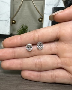 ต่างหูเพชรทรงรีเจียระไนแบบโซลิแทร์ เพชรเลี้ยงในห้องปฏิบัติการ ทอง 14K เครื่องประดับหรูหรา ขายส่ง - Product Image 6