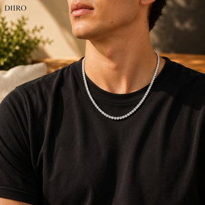 Iced Out 925 Sterling Silver Round Brilliant Cut Diamond <b>Tennis</b> <b>Necklace</b> Moissanite Men's Everyday Wear - Product Image 4