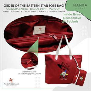 Bolsa de Mano Impermeable Color Granate con Cierre de Cremallera, Estilo OES, Eastern Star, Si-star, Sassy & Classy, Orden del Estrella del Este - Product Image 5