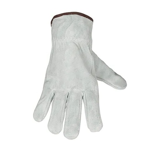 Standard <b>Drivers</b> <b>Gloves</b> with Unlined Cotton Cuff Cowhide Split Leather Abrasion Resistant Industrial Safety Personal Protective - Product Image 2