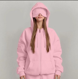 Sudadera Deportiva Extra Grande para Mujer, con Capucha, Tejida, Antiarrugas, 100% Poliéster, para Otoño, con Estampado de Letras y Logotipo Frontal, Largo Regular - Product Image 4