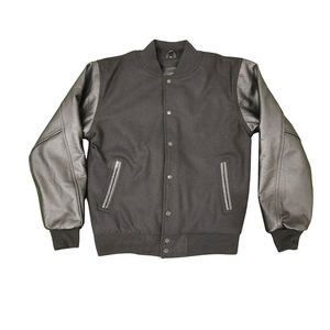 Blouson universitaire de baseball unisexe de haute qualité, col montant, en laine d'hiver, manches longues en coton et cuir, personnalisable, tendance - Product Image 1