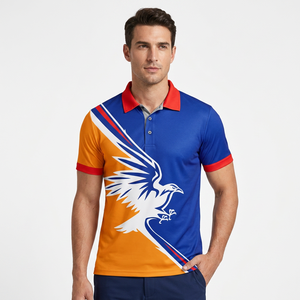 Polo de Manga Corta para Hombre con Estampado Abstracto en Bloques de Color Rosa, Azul y Blanco, de Secado Rápido, Tejido de Poliéster, Corte Casual - Product Image 3