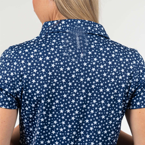 Polo de Mujer con Estampado de Puntos Azules, Manga Corta, Casual, Transpirable, Tejido de Poliéster, Corte Regular - Product Image 5