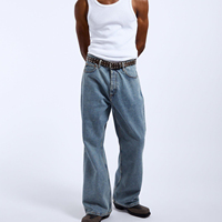 Jean en denim délavé coupe droite taille haute pour homme, décontracté, en coton mi-lourd, idéal pour le printemps